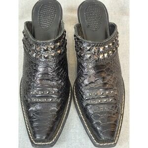Ariat Womens 8.5 Black Leather Studded Western Mules Ankle Bootie Gothic Vamp